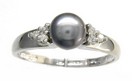 LDS BLACK PEARL & 6 DIA RING