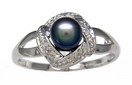 LDS BLACK PEARL & DIAMOND RING