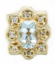 LADIES OVAL AQUA SLIDE WITH 8 DIAMON