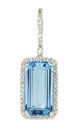 LDS E/C BLUE TOPAZ & DIAMOND PENDANT