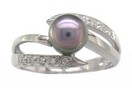 LDS BLACK PRL & DIAMOND RING