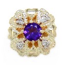 LDS RD AMETHYST AND DIA SLIDE WITH H
