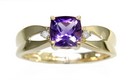 ANT CUSH AMETHYST AND DIA RING W/HEA