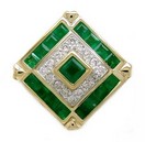 SQUARE DIA & EMERALD SLIDE W/GOLD CO