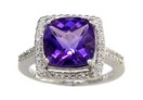 LDS ANT CUSH C/B AMETHYST & DIA RING