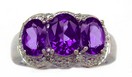 LDS 3 STONE AMETHYST AND DIA RING