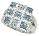 LDS BLUE & WHITE DIAMOND RING