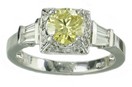 LDS RD YELL & WHITE DIA RING W/BAGUE