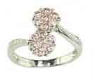 LDS PINK & WHITE DIA CLUSTER RING