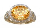 LDS OV CITRINE & DIAMOND RING