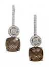 LDS BROWN QTZ & DIAMOND EARRINGS