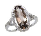 LDS OV SMOKEY QUARTZ & DIAMOND RING