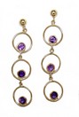 LDS 3 CIRCLE EARRINGS W/RD AMETHYST