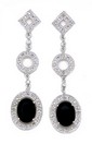 OVAL FACETED ONYX DROP EARRINGS