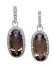 LDS OVAL SMOKEY & DIAMOND EARRINGS