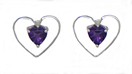 LDS H/S AMETHYST & DIAMOND EARRINGS