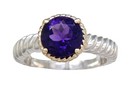 LDS ROUND AMY SILVER & 14Y GOLD RING