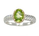 LDS OV PERIDOT SILVER & 14Y GOLD RIN