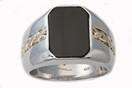 GENTS SILVER & GOLD E/C ONYX RING
