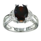 LDS OVAL GARNET SILVER RING