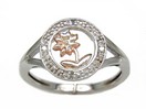 LDS TWO TONE DIA RING W/ FLOWER  0.0