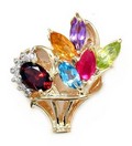 LDS 6 MULTI STONE FLOWER BASKET W/7