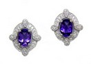 LDS AMETHYST & DIAMOND EARRINGS