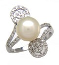 LDS PEARL & DIAMOND RING