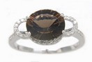 LDS OVLA SMOKEY & DIAMOND RING