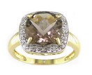 LDS ANT CUSH SMOKEY & DIAMOND RING