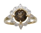 LDS ROUND SMOKEY & DIAMOND RING