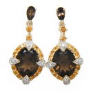 LDS SMOKEY & CITRINE EAR W/DIAS