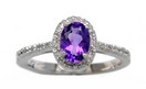 LDS OVAL AMETHYST & DIAMOND RING