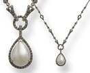 LDS MABE PEARL & MARCASITE NECKLACE