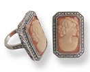 LDS CAMEO & MARCASITE SILVER RING