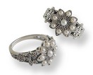 LDS PEARL & MARCASITE SILVER RING
