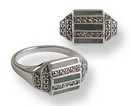 LDS JADE & MARCASITE SILVER RING