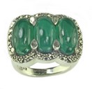 LSA GREEN AGATE & MARCASITE RING