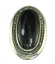 LDS ONYX & MARCASITE SILVER RING