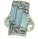 LDS CHALCEDONY & MARCASITE RING