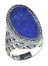 LDS LAPIS & MARCASITE SILVER RING
