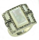 LDS MOTHER OF PEARL & MARCASITE RING