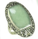 LDS JADE & MARCASITE SILVER RING
