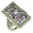 LDS MQ AMY & RD BT RING W/MARCASITES