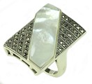 LDS MOTHER OF PEARL & MARCASITE RING