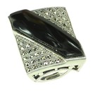 LDS ONYX & MARCASITE SILVER RING