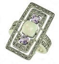LDS CUSH OPAL & AMY RING W/MARCASITE