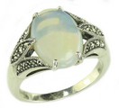 LDS OPAL & MARCASITE SILVER RING