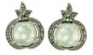 LDS MABE PEARL & MARCASITE SILVER EA