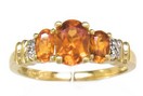 LDS 3 STONE OV CITRINE & 2 DIA RING